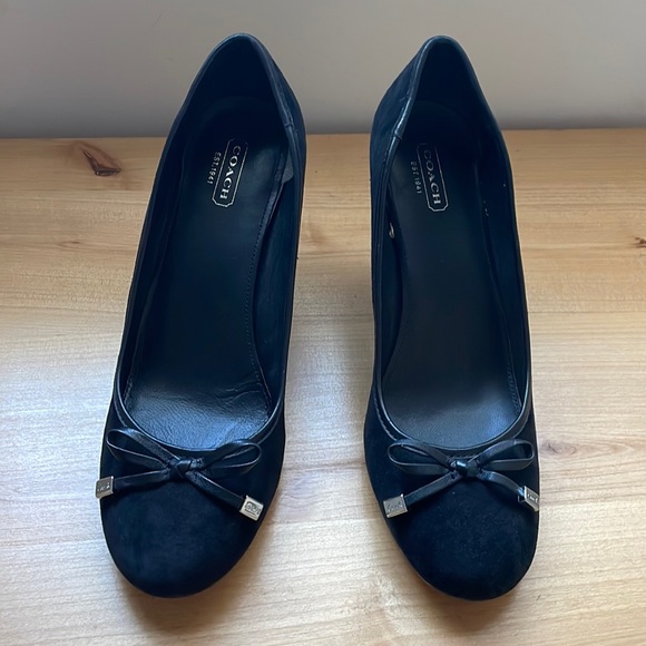 Coach Black Suede Wedge Shoes. - Picture 4 of 16